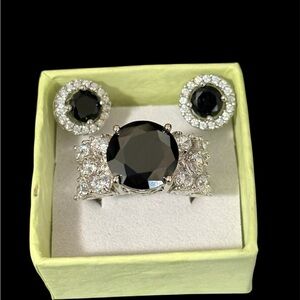 An elegant black and silver women’s jewelry set.